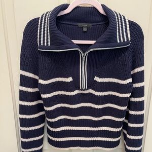 J Crew striped half-zip pullover sweater